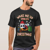 Wake Me Up When It's Christmas Snowflakes Panda Xm Tシャツ (正面)