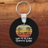 Wake Me Up When Summer Ends Funny Skeleton Hallowe キーホルダー (正面)