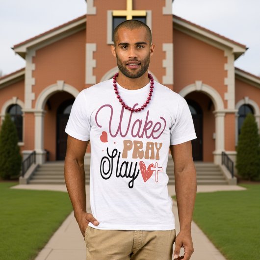 Wake Pray Slay Christian Motivational Tee Tシャツ