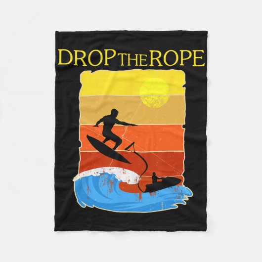 Wake Surfing Gift Shirt Boat Lake Wakesuring Drop  フリースブランケット (正面)