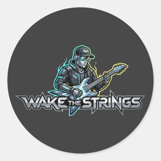 Wake The Strings レトロフューチャーアート ラウンドシール (正面)