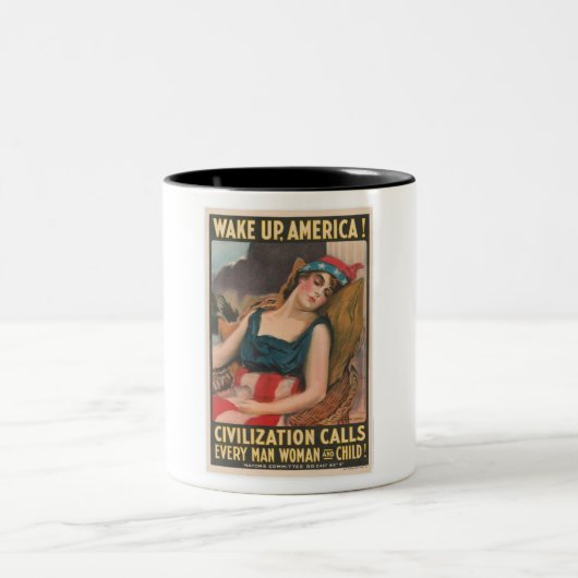Wake Up Americaポスター ツートーンマグカップ (中央)