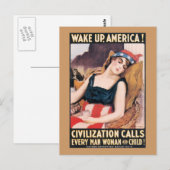 Wake Up America WWIポスター ポストカード (正面/裏面)