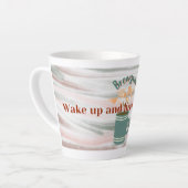 "Wake Up and Brew Some Love" パステルラテマグ カフェラテマグ (左アングル)