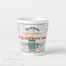 "Wake Up and Brew Some Love" パステルラテマグ カフェラテマグ