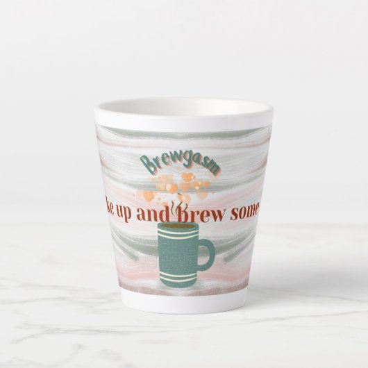 "Wake Up and Brew Some Love" パステルラテマグ カフェラテマグ (正面)