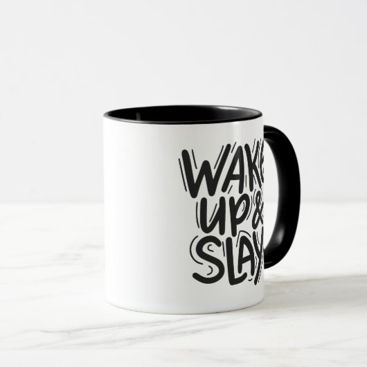 Wake Up and Slay Motivational Inspirational Quote マグカップ (正面右)