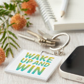 Wake Up and Win モチベーショナル・タイポグラフィ キーホルダー (正面右)