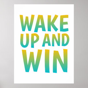 Wake Up and Win モチベーショナル・タイポグラフィ ポスター