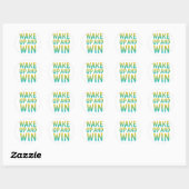 Wake Up and Win モチベーショナル・タイポグラフィ ラウンドシール (シート)