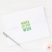 Wake Up and Win モチベーショナル・タイポグラフィ ラウンドシール (封筒)
