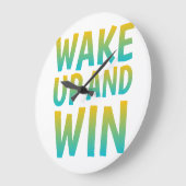 Wake Up and Win モチベーショナル・タイポグラフィ ラージ壁時計 (傾斜)