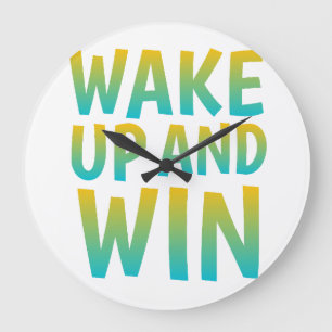 Wake Up and Win モチベーショナル・タイポグラフィ ラージ壁時計