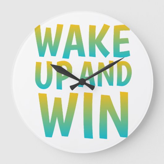 Wake Up and Win モチベーショナル・タイポグラフィ ラージ壁時計 (正面)
