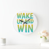 Wake Up and Win Motivational Typography ラージ壁時計 (ホーム)