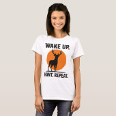 Wake Up Hunt Repeat Tシャツ | ミニマリスト狩猟デザイン (正面フル)