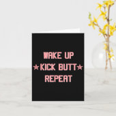 Wake Up Kick Butt Repeat Fun Cool Motivational !  カード (黄色い花)