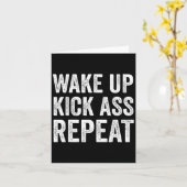 Wake Up Kick Repea,funny Quote Workout Motivation カード (黄色い花)