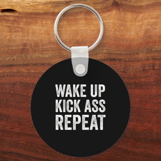 Wake Up Kick Repea,funny Quote Workout Motivation  キーホルダー (正面)