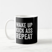 Wake Up Kick Repea,funny Quote Workout Motivation  コーヒーマグカップ (左)
