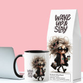 "Wake Up & Slay"ビッグ予測できなヘアラテガール マグカップ