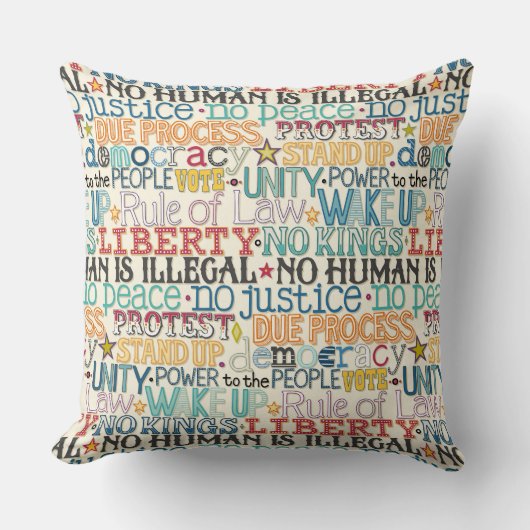 wake up stand up typography クッション (正面)