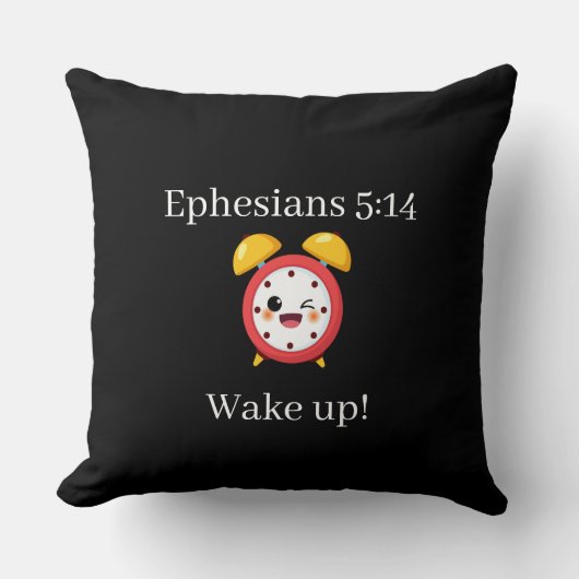 Wake up throw pillow クッション (正面)