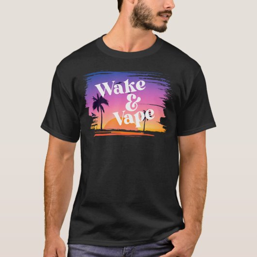 Wake & Vape Sunrise Vaping Hobbyist & Nicotic Fi Tシャツ (正面)