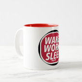 Wake, Work, Sleep repeat Print Novelty ツートーンマグカップ (正面左)