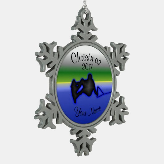 Wakeboardのピューターの雪片のクリスマスのオーナメント スノーフレークピューターオーナメント (左)