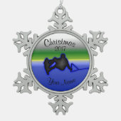 Wakeboardのピューターの雪片のクリスマスのオーナメント スノーフレークピューターオーナメント (正面)