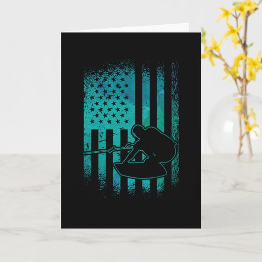 Wakeboard American Flag Wakeboarder Wakeboarding カード (黄色い花)