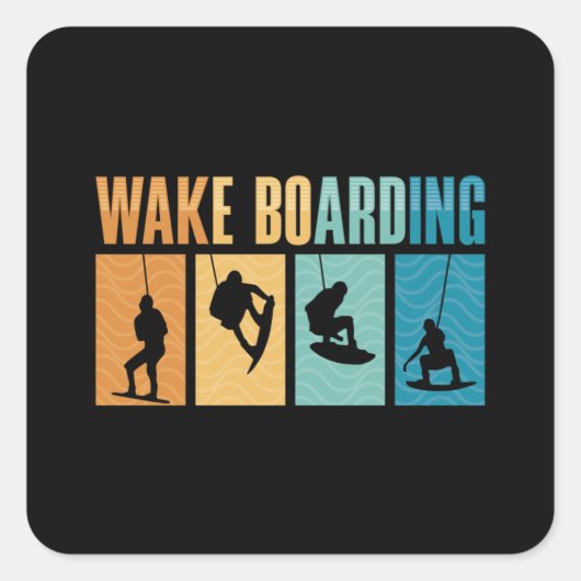 Wakeboard Wake Boarding Wakeboarder Wakeboarding スクエアシール (正面)