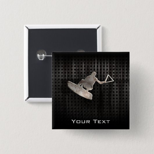 Wakeboarder; クールな黒 缶バッジ (正面&裏面)