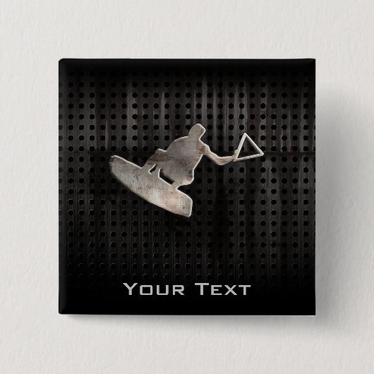 Wakeboarder; クールな黒 缶バッジ (正面)