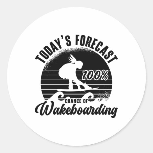 Wakeboarder Today's Forecast 100% Chance Wakeboard ラウンドシール (正面)