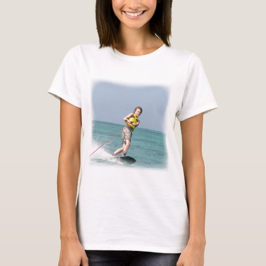 Wakeboardingの10代のな女性ワイシャツ Tシャツ (正面)