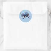 Waldmistkäfer Dor Beetle Blauer Dung Bug T-Shirt ラウンドシール (バッグ)