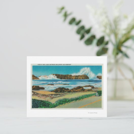 WaldportとNewportの間のシールロックで表示 ポストカード (スタンド正面)