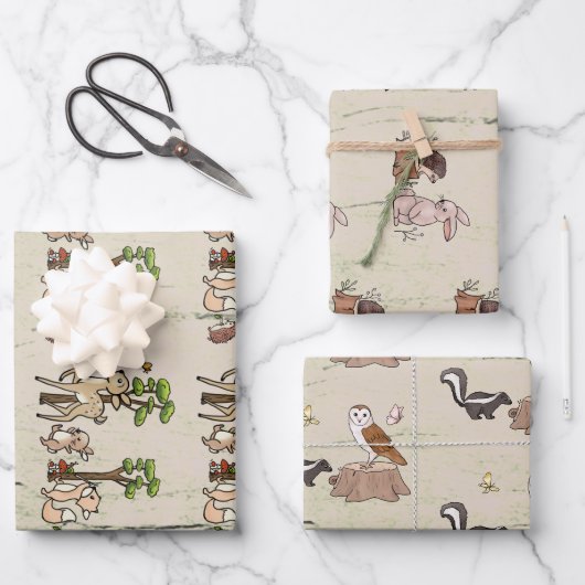 Waldtiere Packpapier Blatt ラッピングペーパーシート (正面)