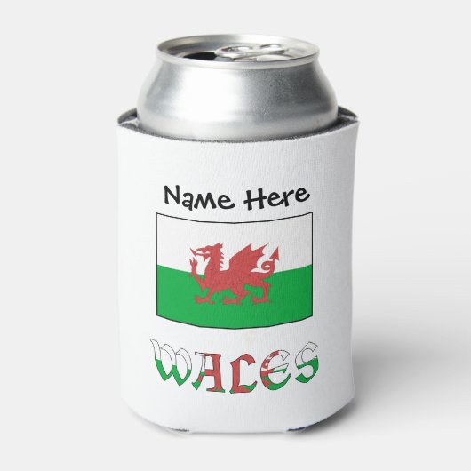 Wales and Welsh Flag with Your Name 缶クーラー (缶正面)