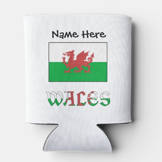 Wales and Welsh Flag with Your Name 缶クーラー (裏面)