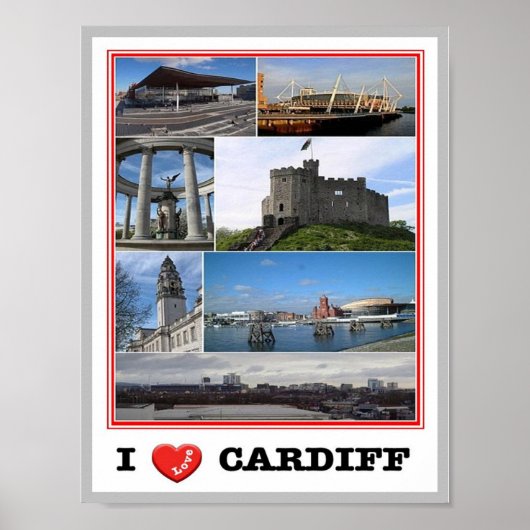 Wales - Cardiff - I Love - ポスター (正面)