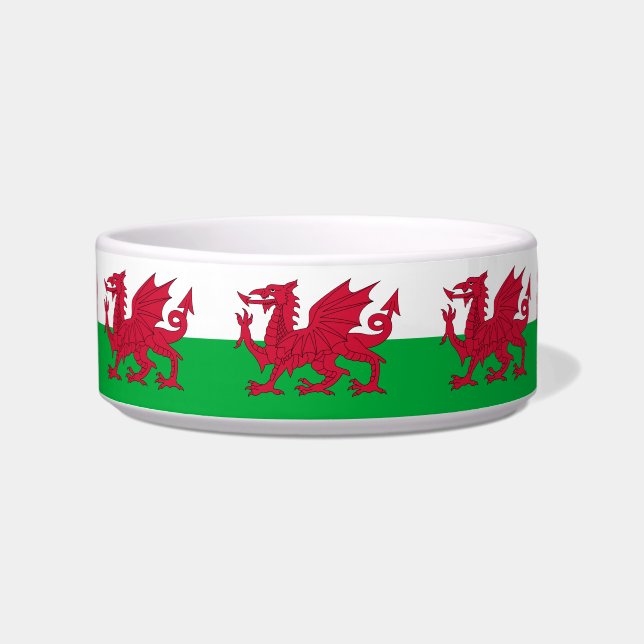 Wales flag Ceramic Pet Bowl ボウル (正面)