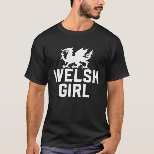 Wales Flag Cute Home Country Welsh Girl Tシャツ (正面)