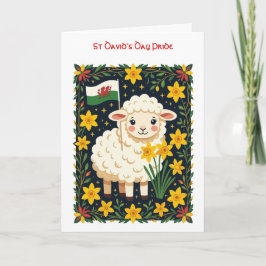 Wales Follower Cute Lamb Surrounded By Daffodils カード