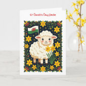 Wales Follower Cute Lamb Surrounded By Daffodils カード (黄色い花)