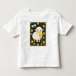 Wales Follower Cute Lamb Surrounded By Daffodils トドラーTシャツ