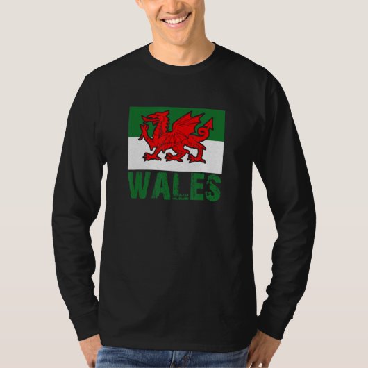 Wales Rugby national flag Cardiff fan Tシャツ (正面)