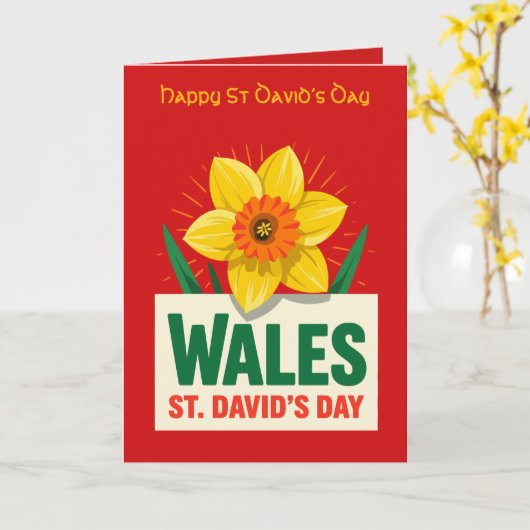 Wales St Davids Day Daffodil Design カード (黄色い花)